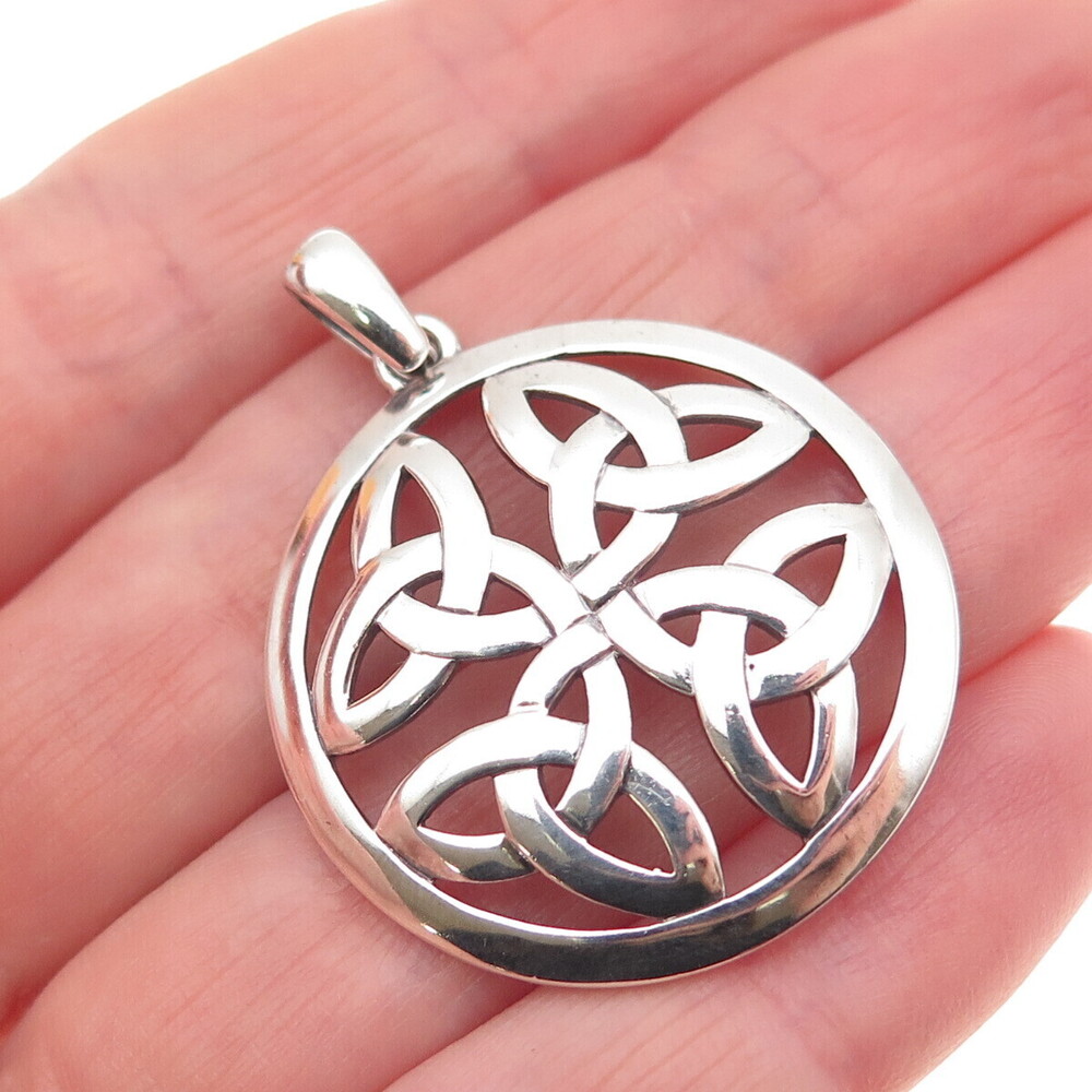 SOLVAR 925 Sterling Silver Vintage Ireland Celtic Trinity Cross Charm Pendant